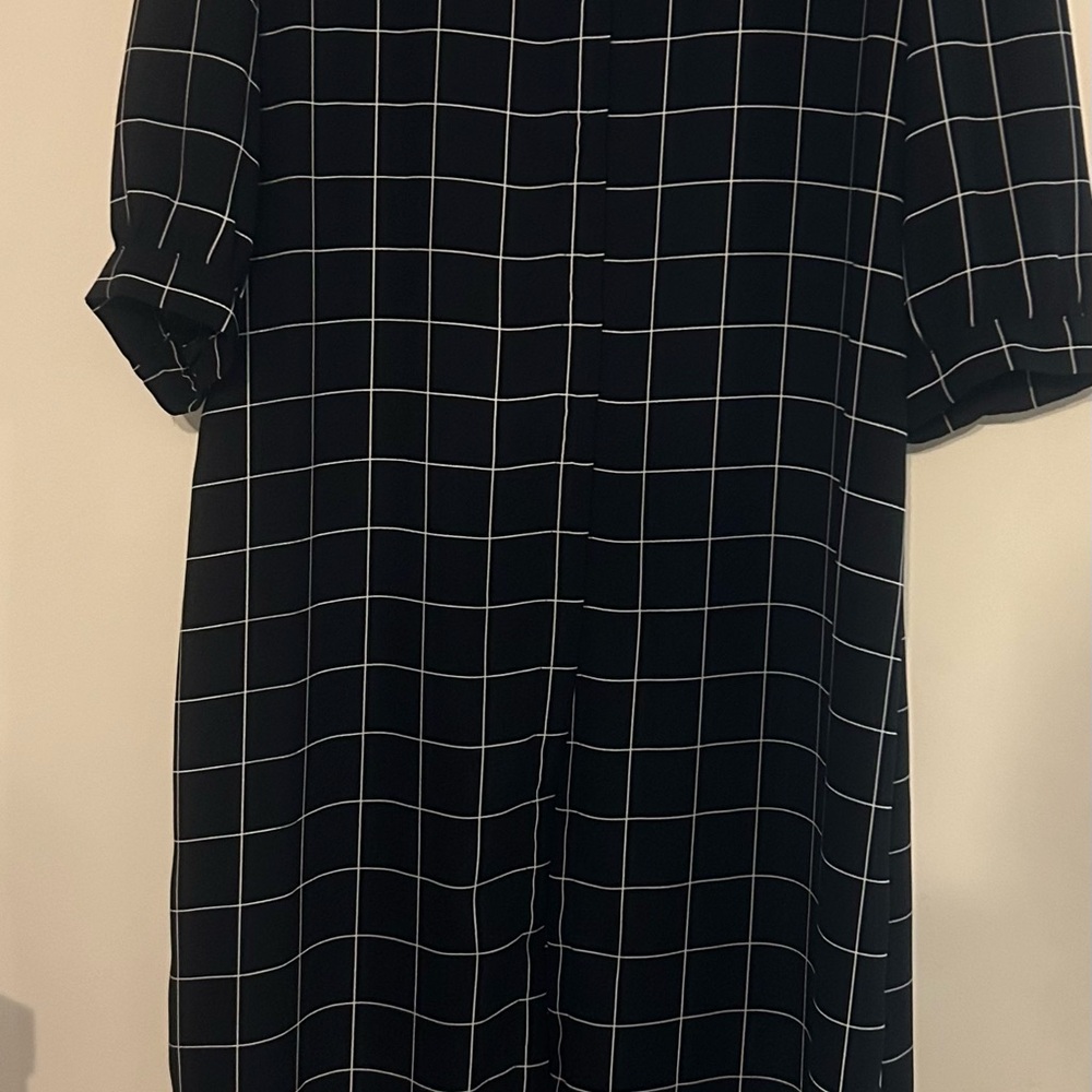 New York & Company Black Dress with White Grid Design